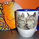 Mug with a spoon and the author's drawing ' Wolves'. Mugs and cups. stroganoff. Online shopping on My Livemaster.  Фото №2