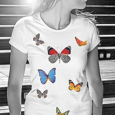 Ručně vyráběná trička. Veletrh mistrů - ručně vyráběné tričko Butterflies. Ruční.