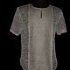 100% linen.Men's shirt 'Mesh knitted 100% linen textile', Mens shirts, Kostroma,  Фото №1