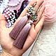 Dusty rose dusty pink powdery cubic Zirconia silk rhodium plated earrings. Tassel earrings. GolDFenix. Online shopping on My Livemaster.  Фото №2