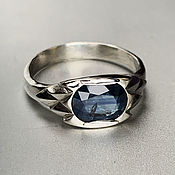 Украшения handmade. Livemaster - original item Men`s silver ring with Blue Sapphire (1,97 ct)handmade. Handmade.