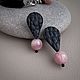 Серьги из кожи с подвесками из розового кварца. Серьги классические. Storm Jewellery. Ярмарка Мастеров.  Фото №4