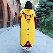 Одежда handmade. Livemaster - original item Coat: women`s coat lined with Yellow-Bordeaux Cube. Handmade.