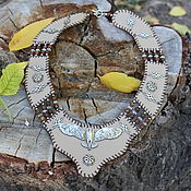 Украшения handmade. Livemaster - original item Necklace: Night flight. Necklace with owl made of genuine leather. Handmade.