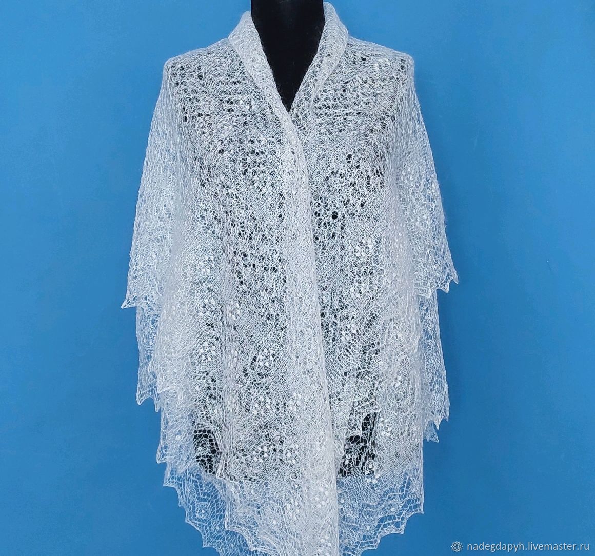 319 паутинка пуховая ажурный платок козий пух Оренбург аксессуары ...