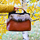 Order Bag valise lisichkina autumn leather with Fox fur with a wooden lock. flowersstyle (flowersstyle). Livemaster. . Valise Фото №3
