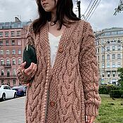 Одежда handmade. Livemaster - original item cardigans: Women`s large-knit cardigan in cappuccino color to order. Handmade.