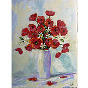 Картины и панно handmade. Livemaster - original item Oil painting of poppies on canvas, bouquet of poppies. Handmade.