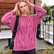 Одежда handmade. Livemaster - original item Jumpers: Women`s knitted jumper oversize cowberry colors in stock. Handmade.