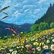 Oil painting Mountain landscape. Flower meadow. Wildflowers. Pictures. sharaeva-elena. My Livemaster. Фото №5