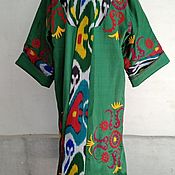Традиционная узбекская ткань из хлопка ручного ткачества Икат