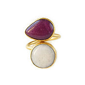 Украшения handmade. Livemaster - original item Ring with white agate, agate ring two stones dimensionless. Handmade.