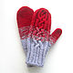 Women's knitted mittens with Arana/braids red gray. Mittens. klukvaknit. Online shopping on My Livemaster.  Фото №2