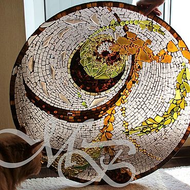 Стол кофейный круглый 50 см с мозаикой