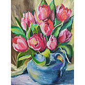 Картины и панно handmade. Livemaster - original item Painting tulip flowers 