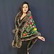 Order Pavlovo-Posad shawl 'Gypsy Aza' with fox bluefrost. National Brand. Livemaster. . Shawls Фото №3