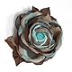 FABRIC FLOWERS. Chiffon rose brooch ' Turquoise in chocolate'. Brooches. fioridellavita. My Livemaster. Фото №4