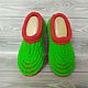 Order Plush unisex Slippers, bright green with red. Natalia Derina - Knitted Shoes (denatal). Livemaster. . Slippers Фото №3