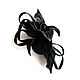 Leather flower brooch Black Orchid suede leather with loops, Brooches, Moscow,  Фото №1