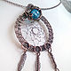 Copper wire wrapped dreamcatcher pendant "Sparkling turquoise", copper. Pendants. IVA rainbow art. Online shopping on My Livemaster.  Фото №2