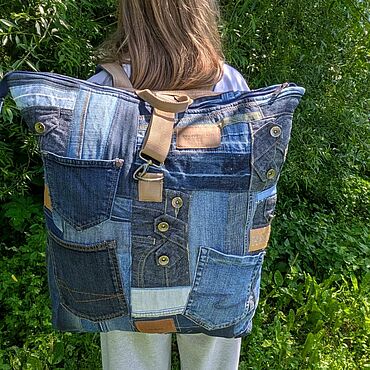 Сумки ручной работы. Ярмарка Мастеров - ручная работа Джинсовый рюкзак. Handmade.