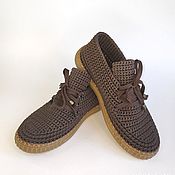 Ботинки вязаные со шнуровкой, бежевый хлопок, размер 37