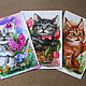 3 pcs. postcards: ' Fluffy pranksters', kittens. Cards. katfray. Online shopping on My Livemaster.  Фото №2