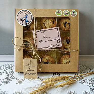 Фермерские продукты ручной работы. Ярмарка Мастеров - ручная работа Печенье: Печенье "Овсяное постное" в подарочной коробке. Handmade.