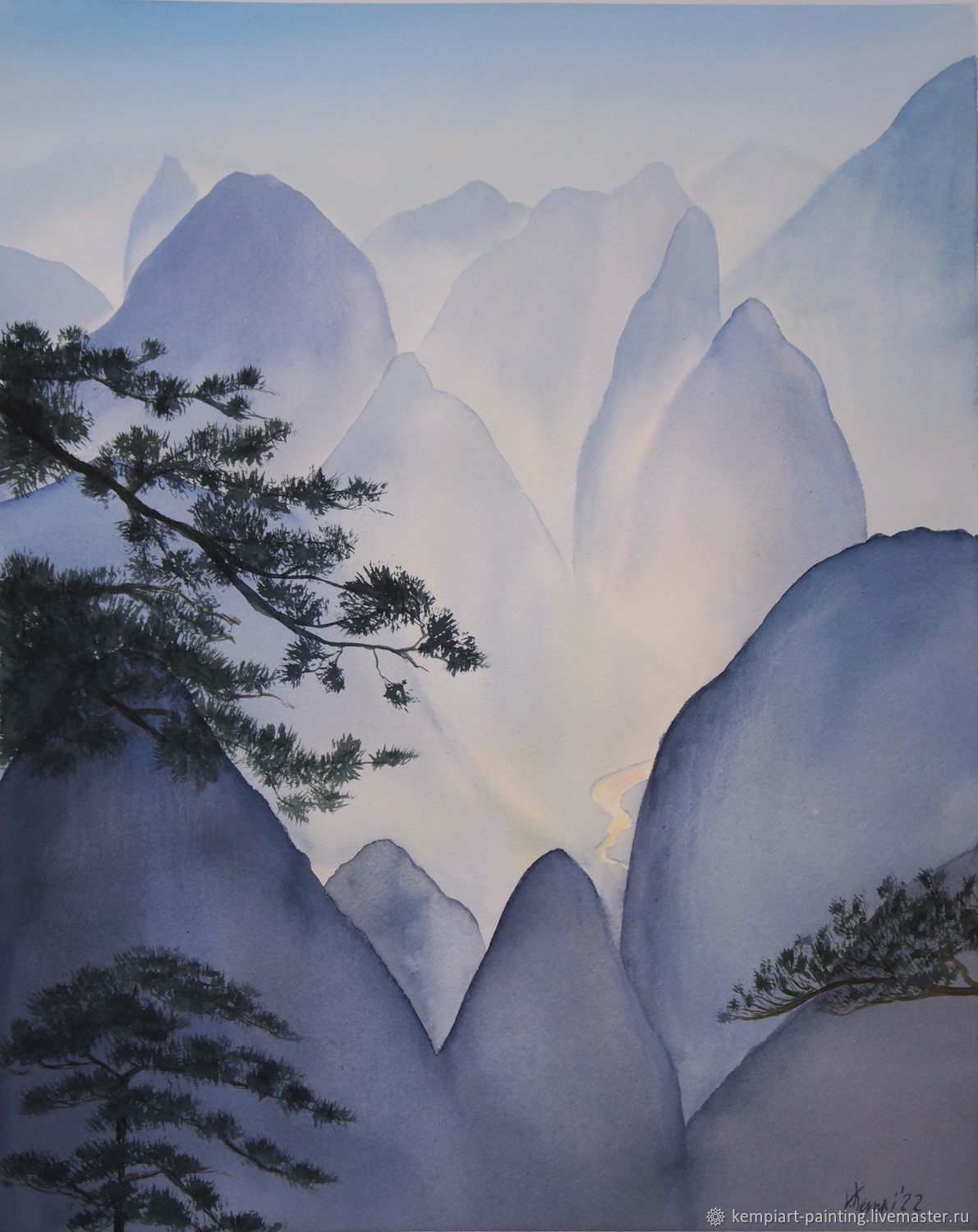 Картина акварелью "Горы Китая" – купить онлайн на Ярмарке Мастеров ...