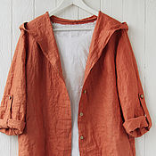 Одежда handmade. Livemaster - original item Terracotta cardigan jacket made of 100% linen. Handmade.