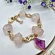 Заказать Браслет из розового кварца с цепями. Elena Moonlight Jewelry. Ярмарка Мастеров. . Браслет из бусин Фото №3