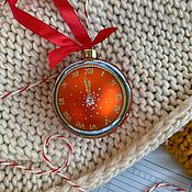 Сувениры и подарки handmade. Livemaster - original item New Year`s Ball Orange Clock. Handmade.