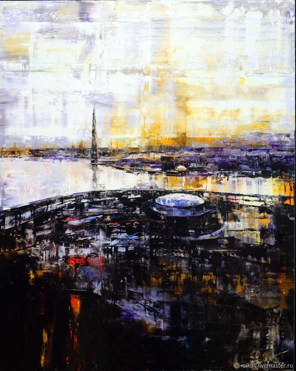 Вертикальна картина 100 на 80 см картины мастихином башня газпрома в ...