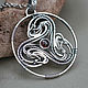 Triskele - Silver pendant with garnet, Celtic inspired, Wire work art, Pendants, Tallinn,  Фото №1