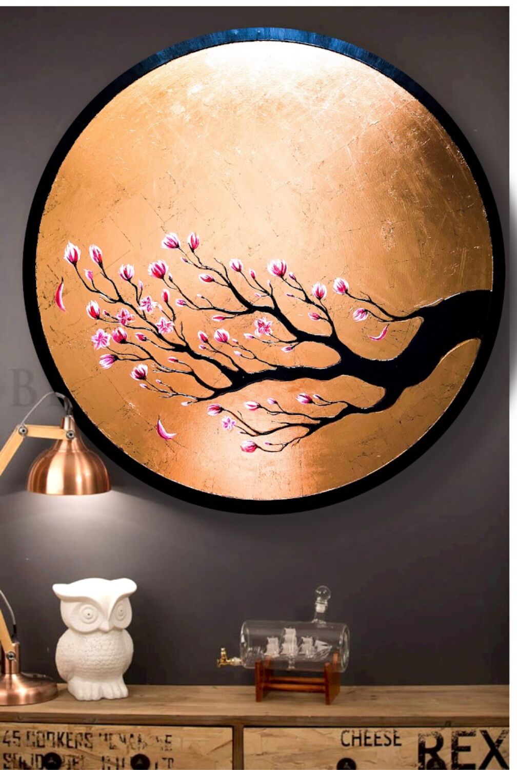 Круглое золотое панно сакура на заказ в интернет-магазине Ярмарка ...