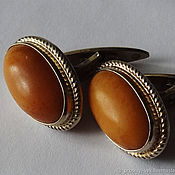 Винтаж handmade. Livemaster - original item Cufflinks silver, amber, until 1953.. Handmade.