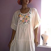 Dress,hand embroidery,linen