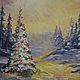 Order Picture miniature Christmas tree, winter day, 20h15, oil. Valeria. Livemaster. . Pictures Фото №3