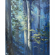 Картина маслом на холсте: "Пейзаж с деревом"