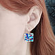 Mosaic EARRINGS made of natural stones. Large square earrings, Earrings, Moscow,  Фото №1