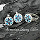 925 Sterling Silver Flower Ring and Earrings with BS0058 Enamel, Jewelry Sets, Yerevan,  Фото №1