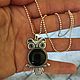 Pendant owl pendant. Owl with black onyx. Silver large pendant, Pendants, Turin,  Фото №1