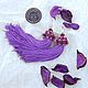 Handmade Beaded Tassel Earrings with Textile Purple, Tassel earrings, Krasnoyarsk,  Фото №1
