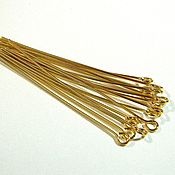 Материалы для творчества handmade. Livemaster - original item Pins with a loop of 0.5h35 mm gilding (Yu.Korea). 10 pieces. Handmade.