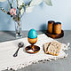 Деревянная подставка для яйца с солонкой Сибирский Кедр #ES8, Пасхальные яйца, Новокузнецк,  Фото №1