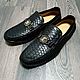 Men's moccasins, made of genuine python leather, in black!, Moccasins, St. Petersburg,  Фото №1