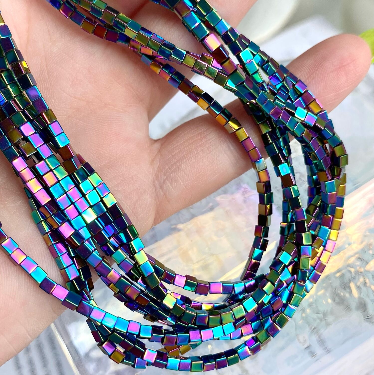 2 мм. Гематит куб, радужный мультиколор, 40 см купить в интернет ...