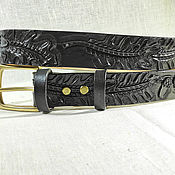 Аксессуары handmade. Livemaster - original item Handmade leather belt with oak leaves. Handmade.