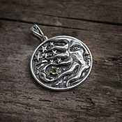 Украшения handmade. Livemaster - original item The sun and the moon, a pendant of silver with chrysolite. Handmade.