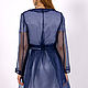Dress trench coat blue, dark blue organza prom dress, dress with belt. Dresses. Lara (EnigmaStyle). My Livemaster. Фото №5